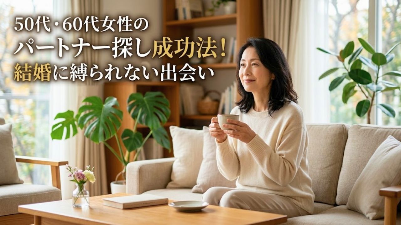 穏やかな表情でコーヒーを楽しむ50代の女性。