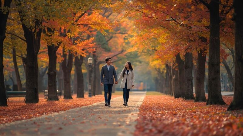 紅葉のなか、幸せそうに歩くカップル｜新しい自分へ