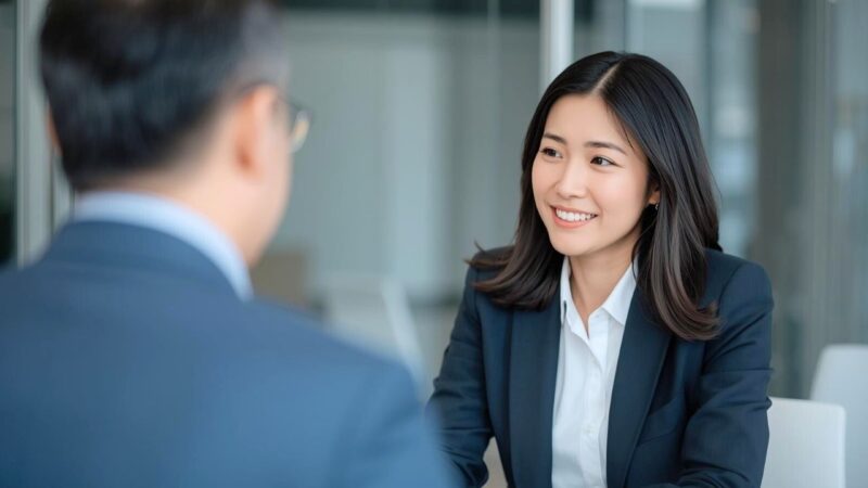 クライアントと打ち合わせをする営業職の女性｜新しい自分へ