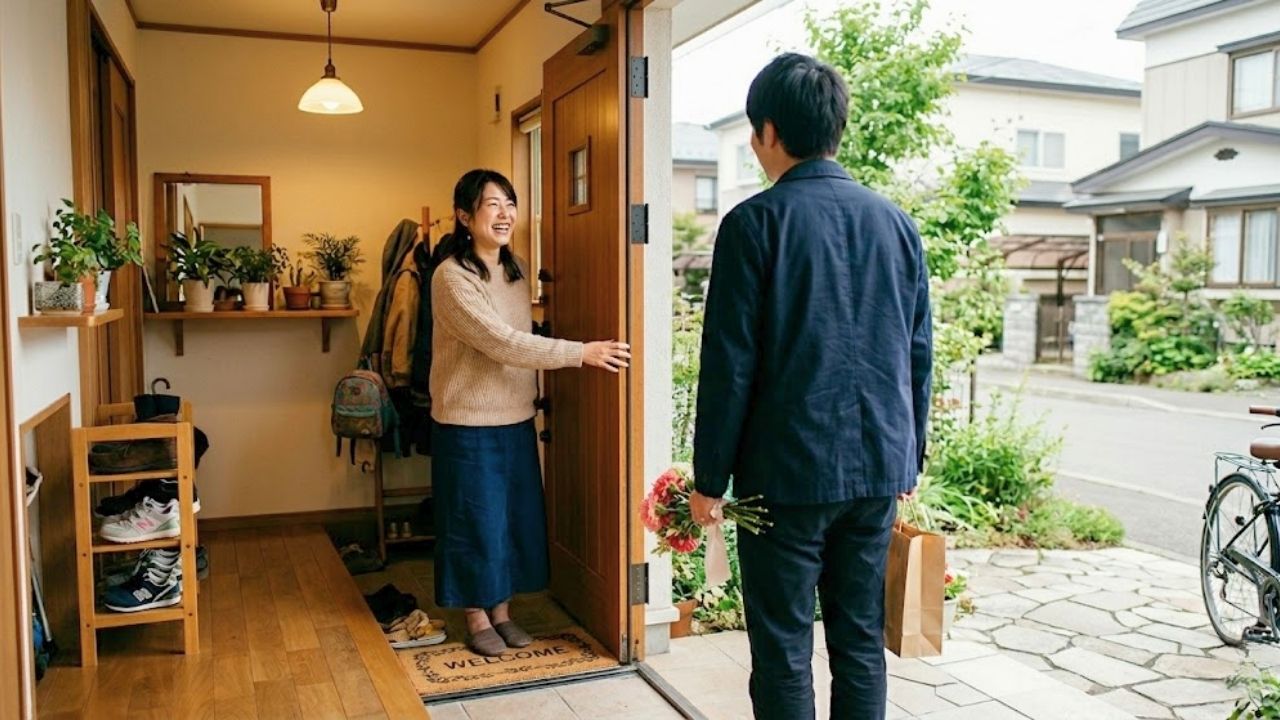 同じ街に引っ越してきた交際中の彼を笑顔で迎えるシングルマザー。