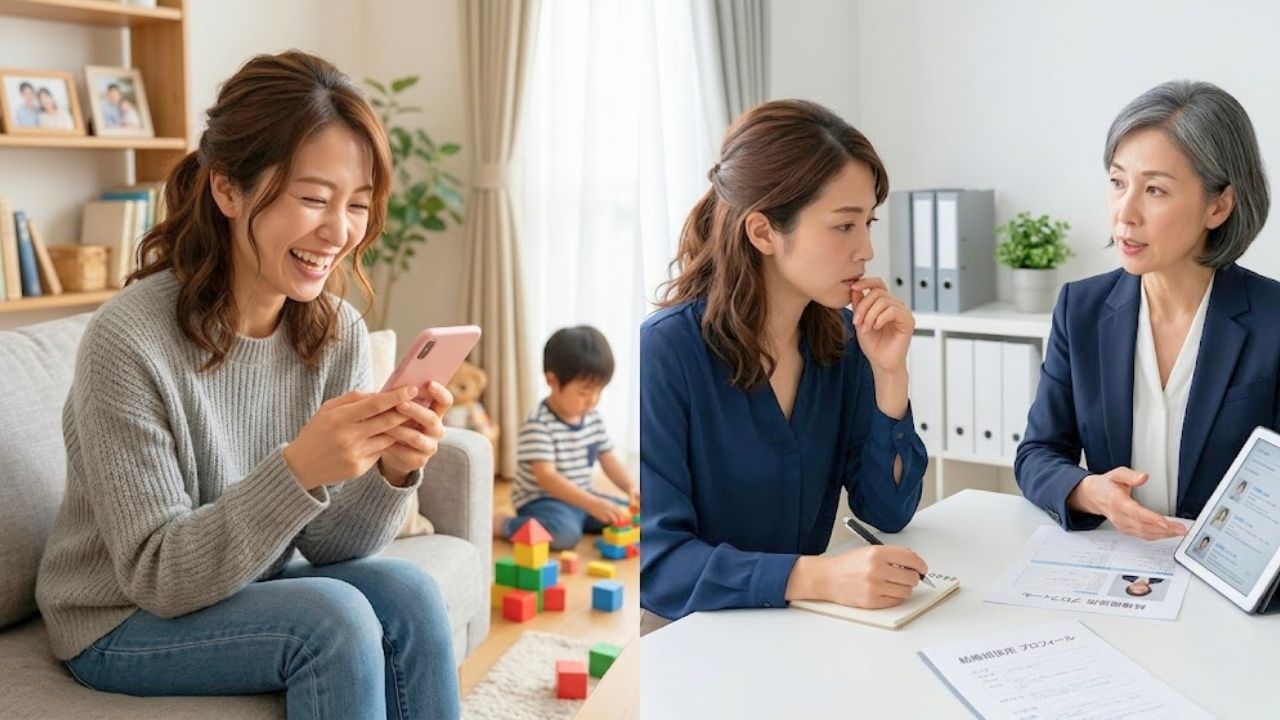 マッチングアプリと結婚相談所を利用するシングルマザー。