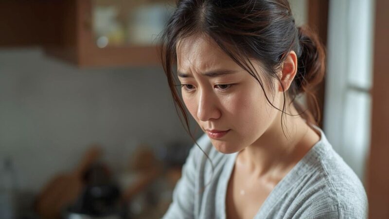 更年期、疲労に耐えながら家事をこなす40代のシングルマザー