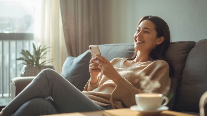 焦らずに自分のペースで出会いを探そうと決意し、スッキリした表情を浮かべる40代のシングルマザー