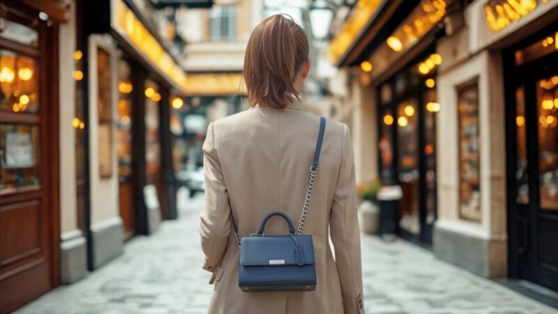 生活感を消して身軽に歩く、小さなショルダーバッグを身につけたシングルマザー