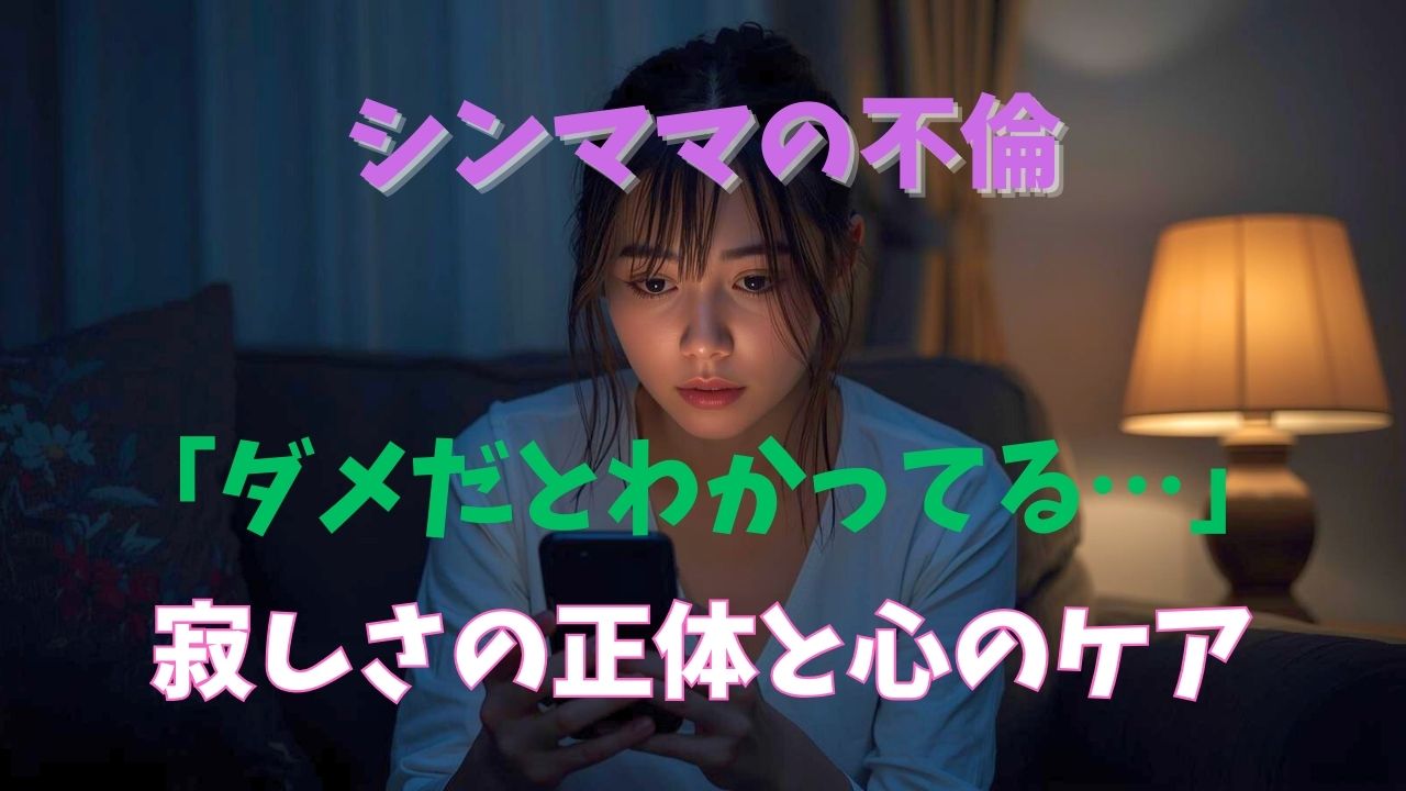 夜、部屋で一人スマホを見つめ、不倫相手からの連絡を待つ寂しいシングルマザー