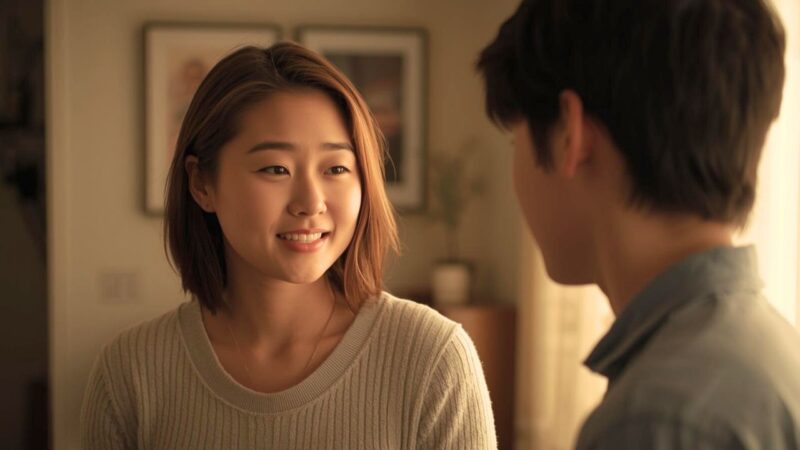 思春期の息子に配慮しながら丁寧に話しかけるシングルマザーの母