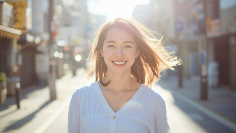 周囲の雑音など気にせず、晴れやかな笑顔で人生を歩むシングルマザー。自分が主役であることを表現。