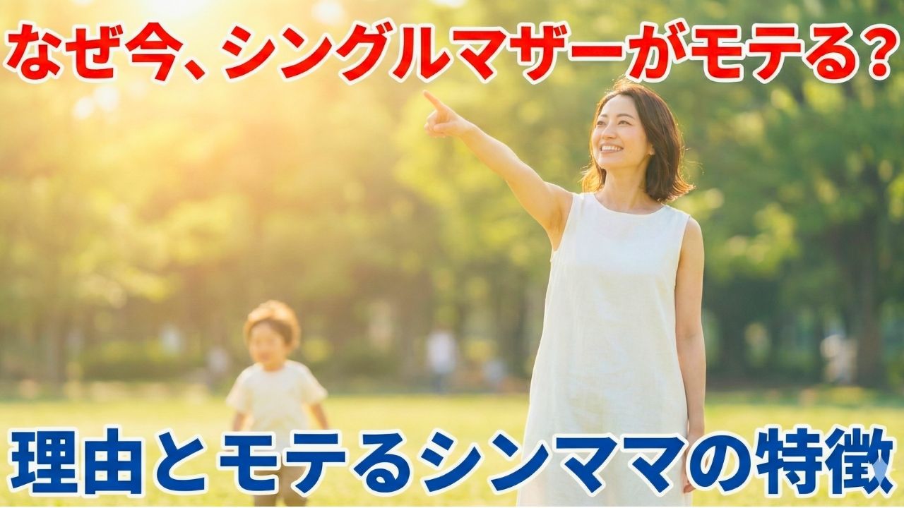 自信に満ちた笑顔で公園を歩くシングルマザーと、背景で遊ぶ子ども