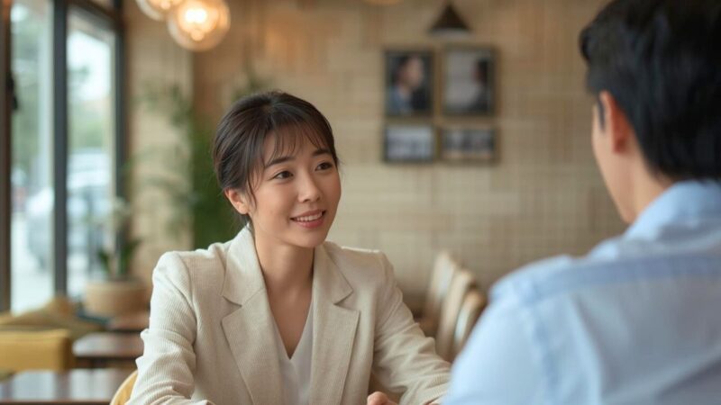 年下彼氏からのプレッシャーに対し、大人の余裕と賢い会話術で笑顔で切り返すシングルマザー。