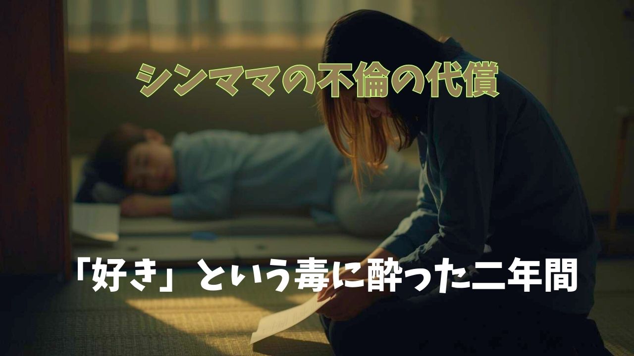 内容証明を手に取り、実家の畳の上で絶望に暮れる31歳のシングルマザー。その背後で眠る3歳の息子の存在が、犯した過ちの重さとこれからの再生を暗示している。