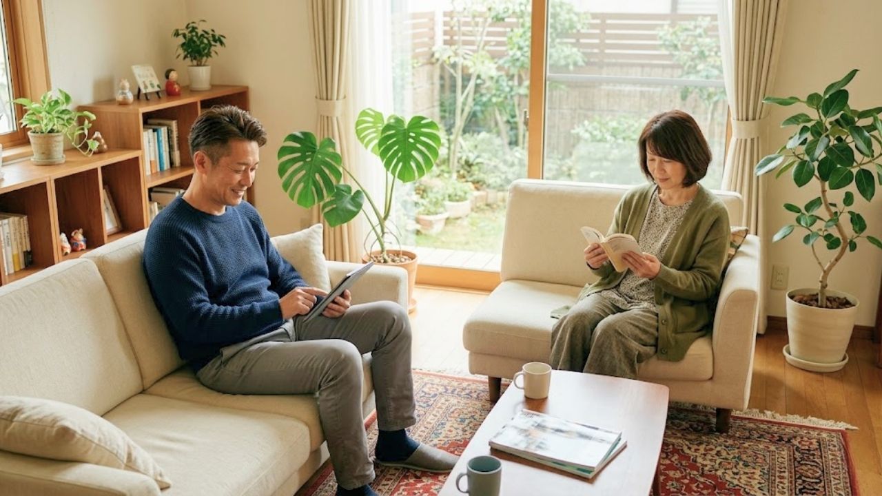 週末の通い婚でそれぞれの時間をゆったりと穏やかに過ごす50代のカップル。