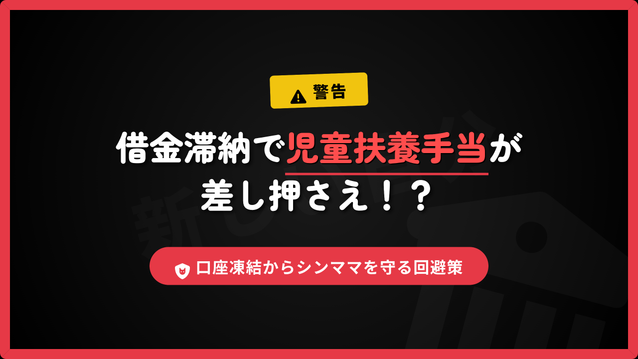 借金滞納による児童扶養手当の差し押さえや口座凍結の危機から、シングルマザーを守るための回避策を解説するアイキャッチ画像。