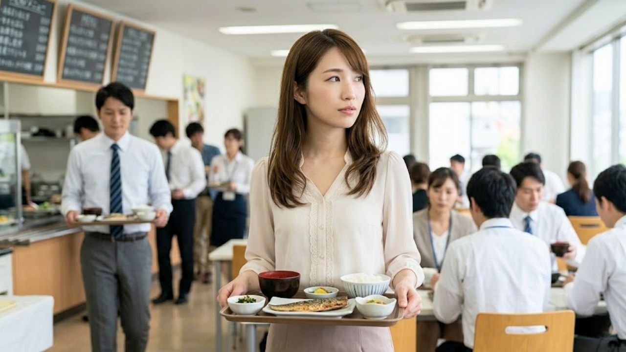 同僚男性のしつこいアプローチに困っているものの、社員食堂で自然とその男性が気になり目で探してしまうシングルマザー。