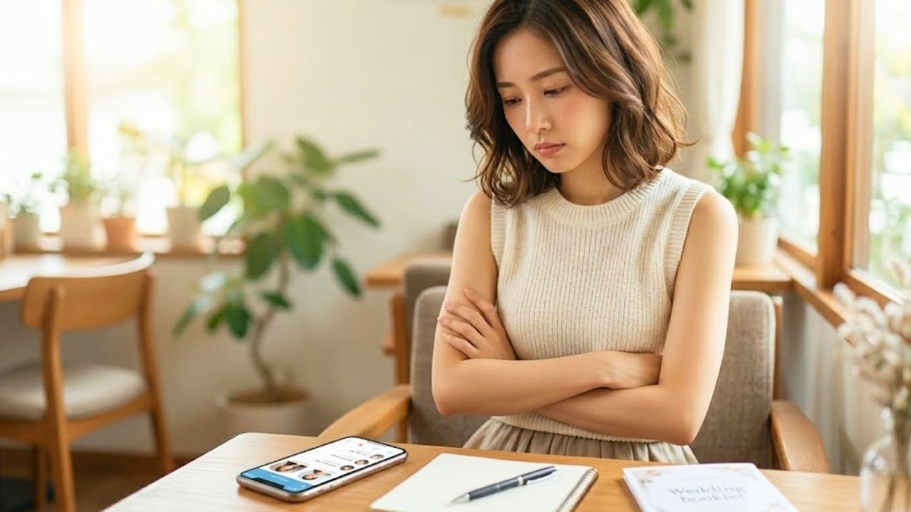 マッチングアプリでの婚活の効率的にすすめる方法を考えている20代の女性。