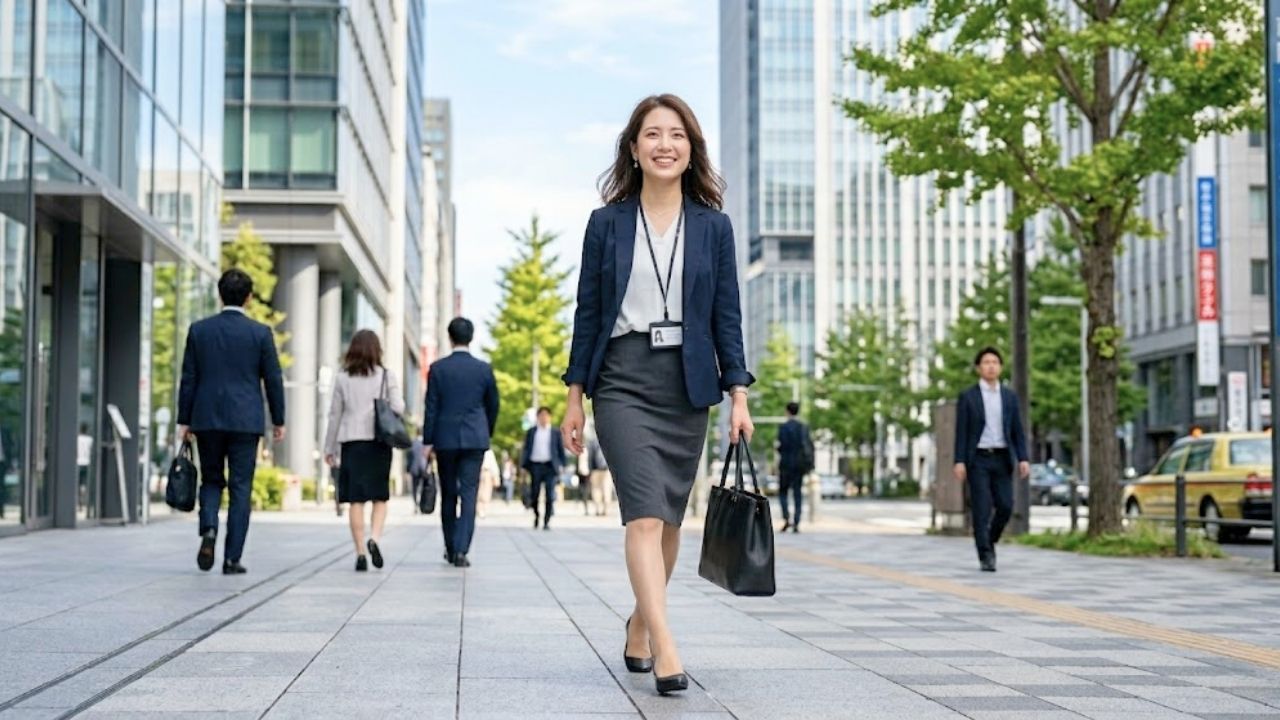 シングルマザーに理解ある環境に転職し、活き活きとした表情で仕事に向かうシングルマザー。