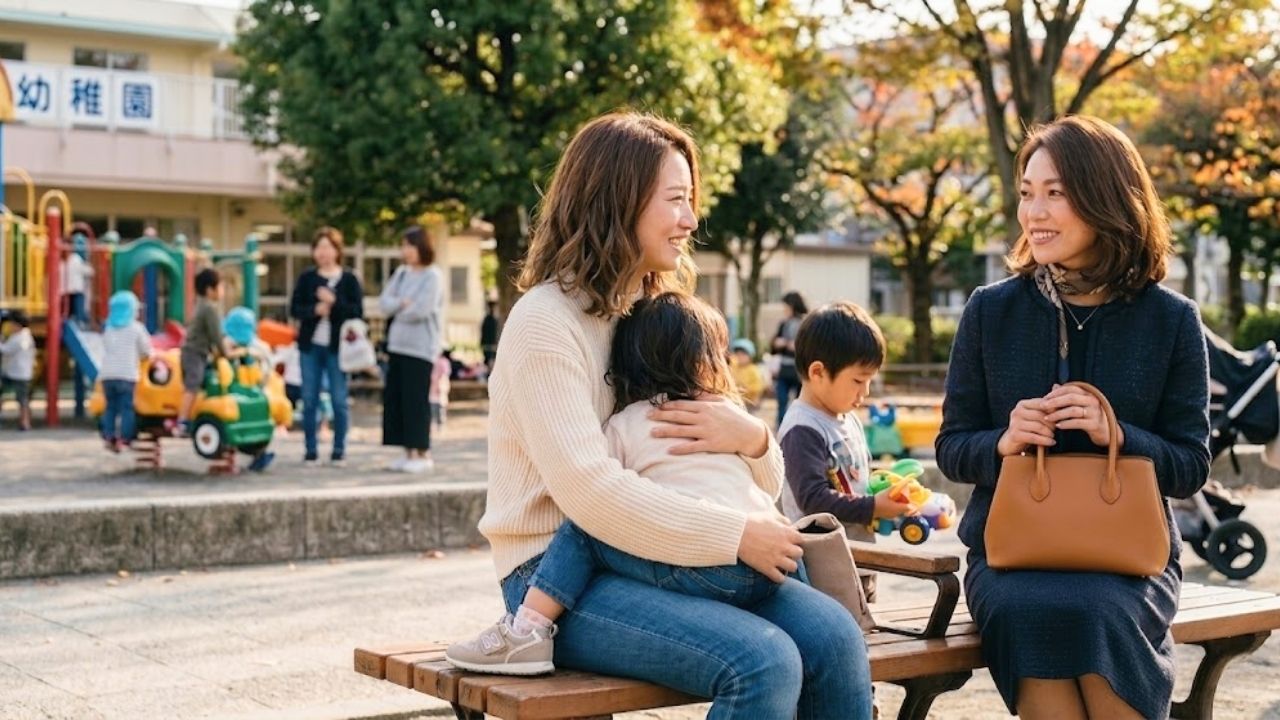 ママ友の自慢話に作り笑いで応えるシングルマザー。