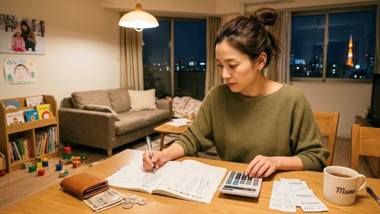 収入と児童扶養手当のバランスを計算するシングルマザー。