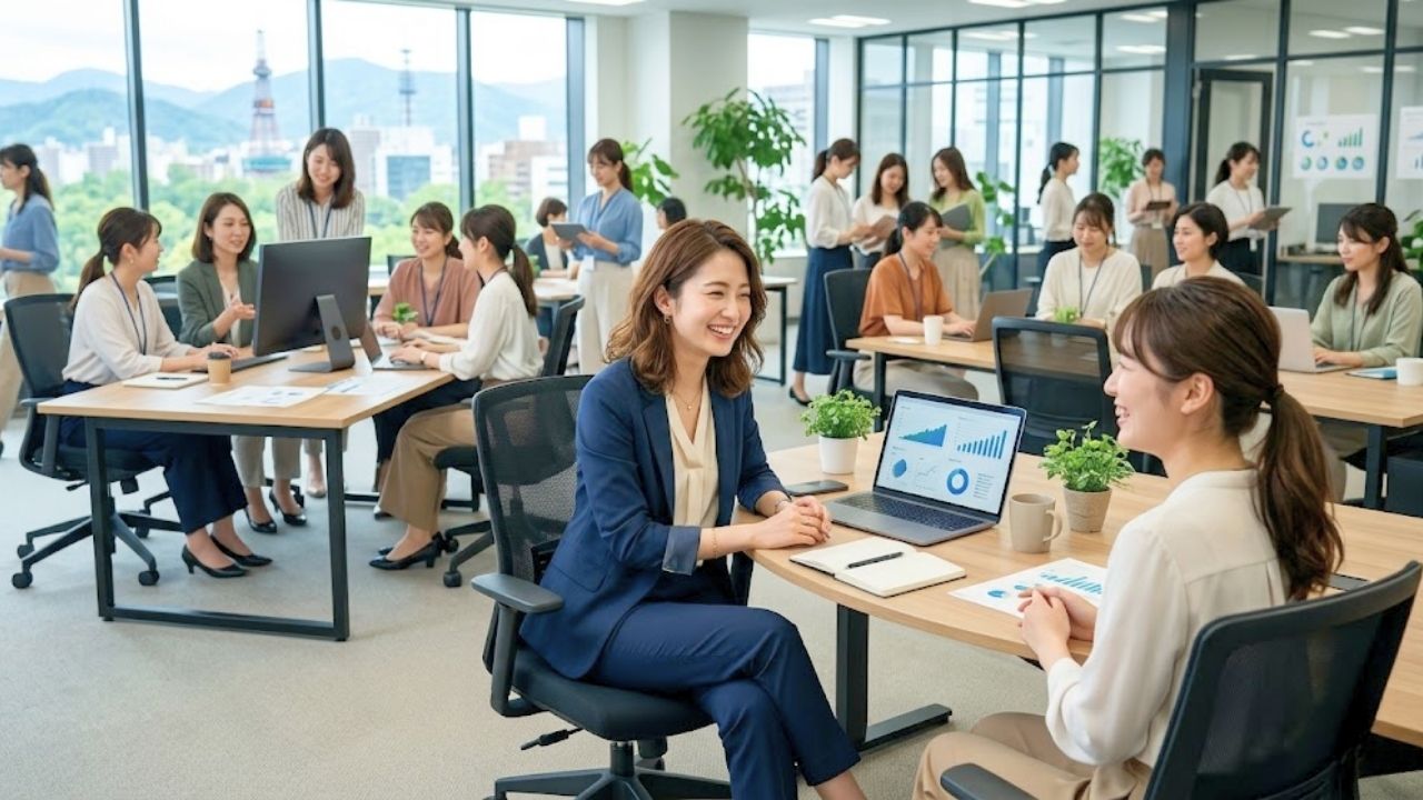 シングルマザーが働きやすい環境が整った職場のイメージ。
