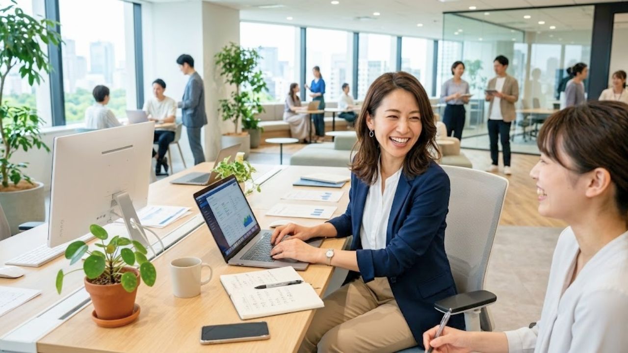シングルマザーに理解ある職場環境で活き活きと仕事をするシングルマザー。