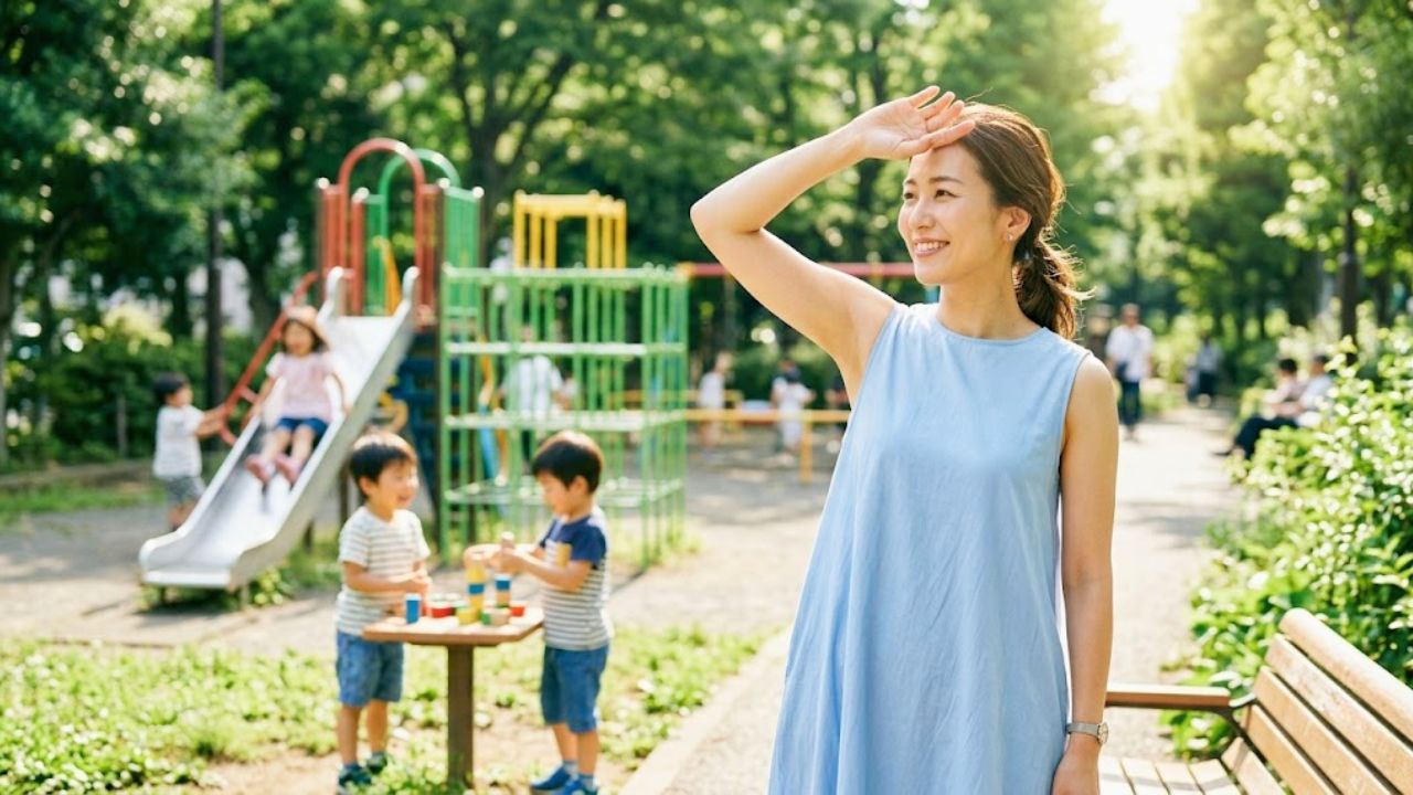 普段から手軽に電気シェーバーでワキのケアをしているため、気兼ねなくワキを見せることができるシングルマザー。