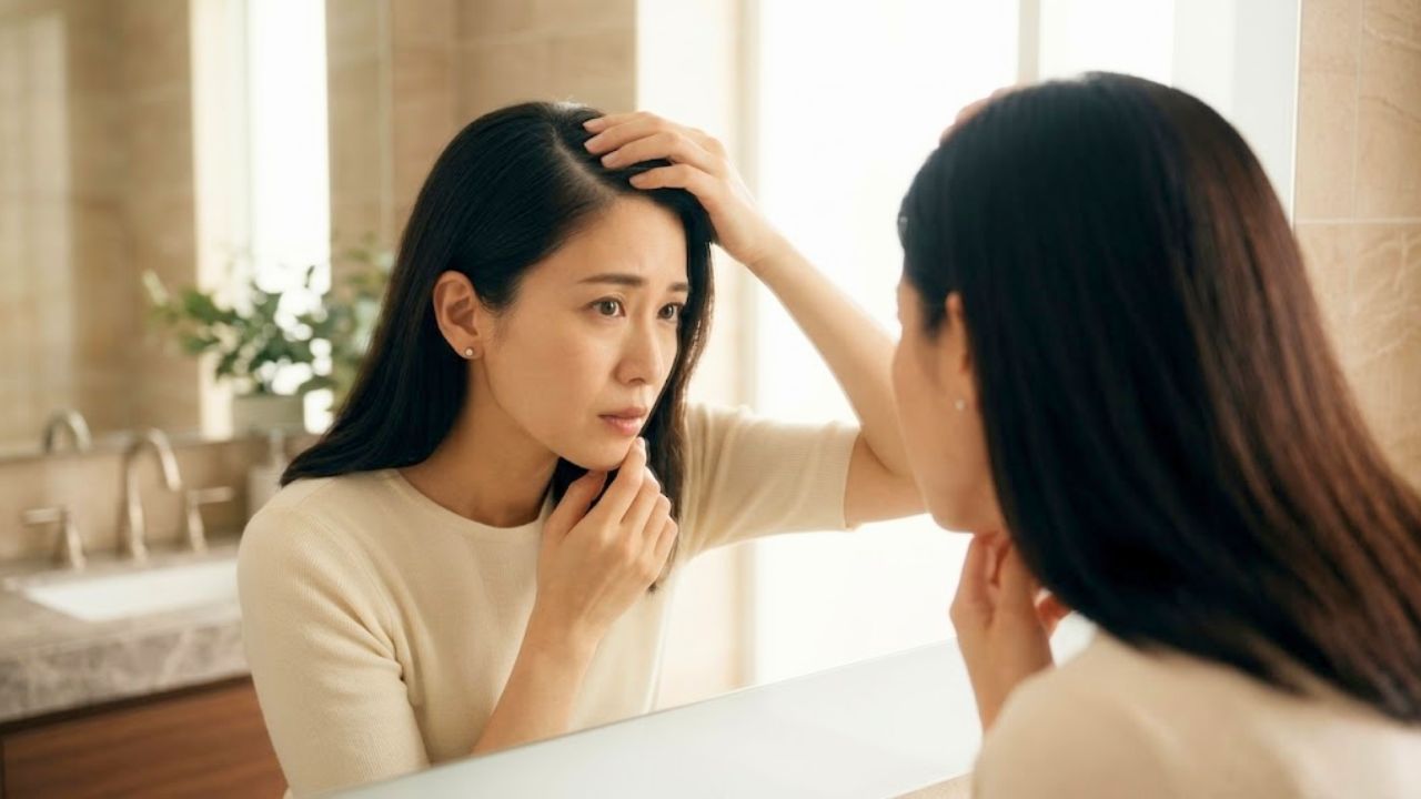 ふと鏡を見たときに、白髪が気になり始めた女性