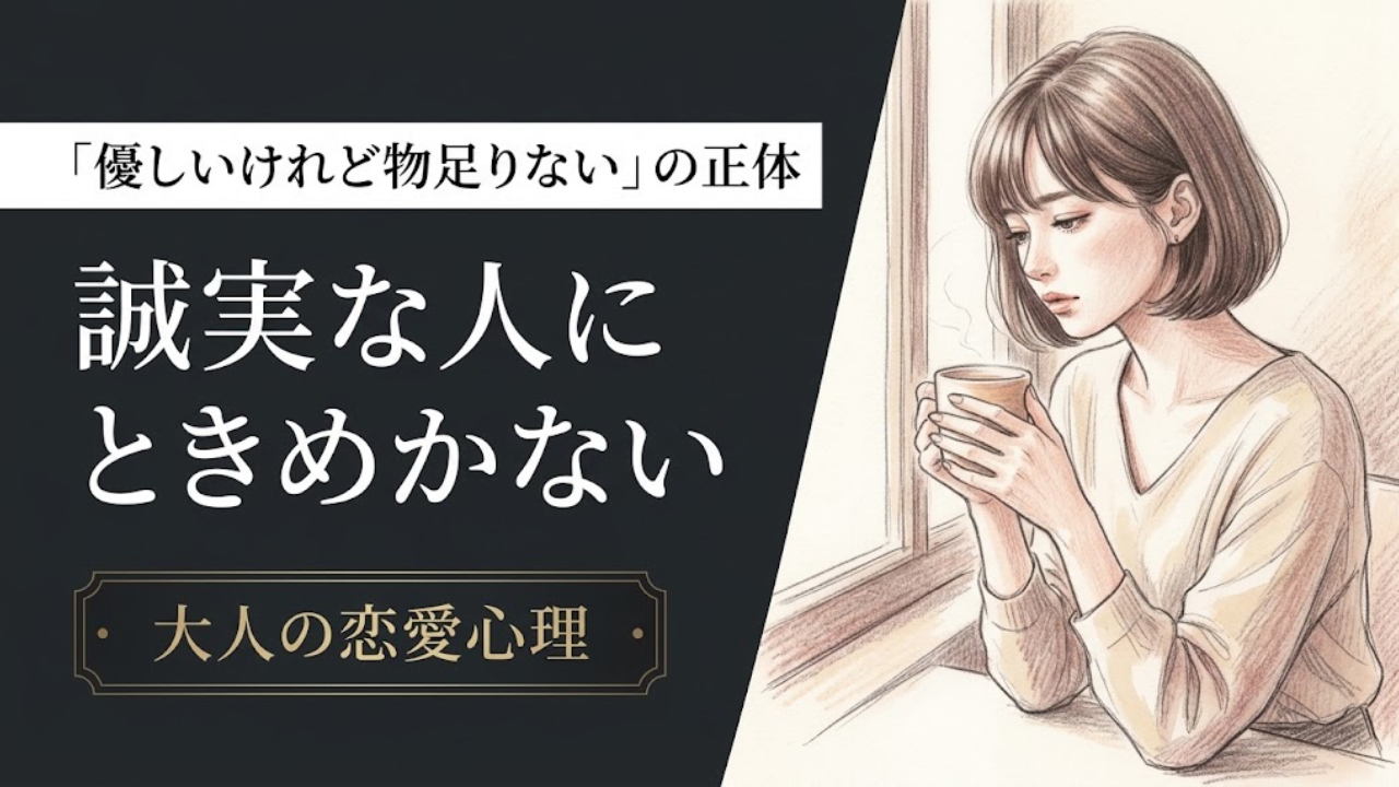 「優しいけれど物足りない」の正体。誠実な人にときめかない大人の恋愛心理